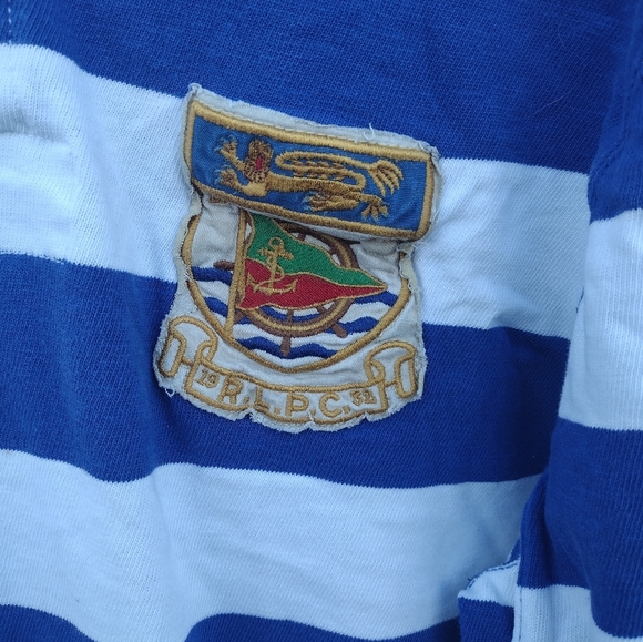 Vintage Rare Polo Ralph Lauren Dragon RLPC Patch Rugby Striped Shirt Large - Picture 3 of 6